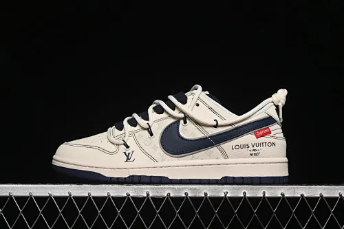 All categories Nk SB Dunk Series Nk SB Dunk Low High-end customized low-top sneakers Nike SB Dunk Low LV joint navy blue drawstring Anniversary high-end customized low-top casual sneakers YX5066-370